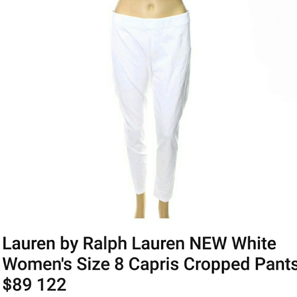NWT RALPH LAUREN WHITE CROPPED PANTS - Picture 2 of 5